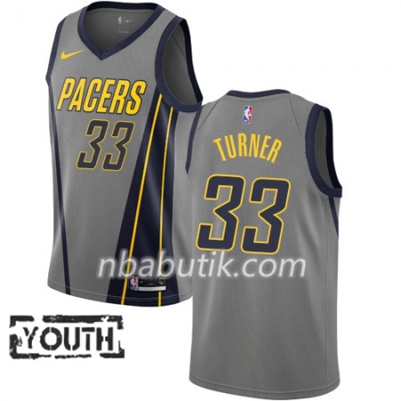 NBA Børn Trøje Indiana Pacers Myles Turner 33 2018-19 Nike City Edition Grå Swingman NBA Børn Trøje Indiana Pacers Myles Turner 33 2018-19 Nike City Edition Grå Swingman